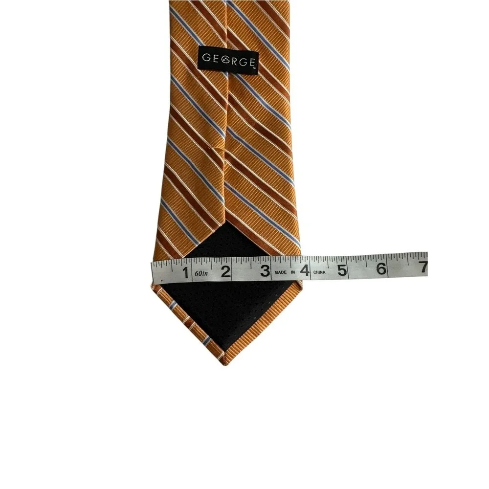 Mens Silk Striped Neck Tie Luxe Old Money Quiet Luxury Preppy Orange Wedding